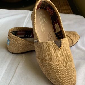 TOMS Burlap Shoes with Plaid Inside